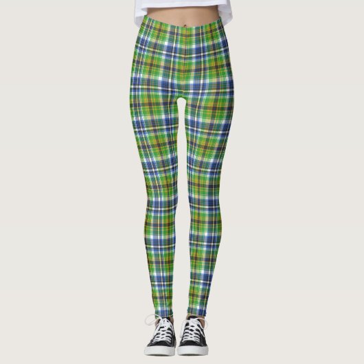 Leggings Plaid Vert Et Bleu (Devant)