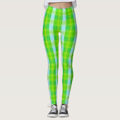 Leggings Plaid Vert Et Bleu Moderne (Devant)