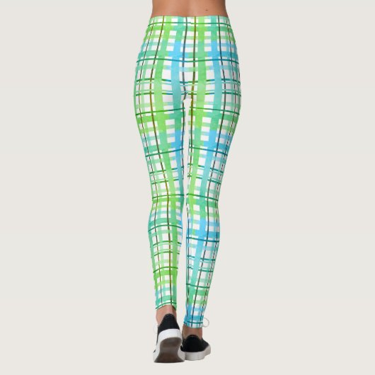 Leggings Plaid vert néon bleu (Dos)