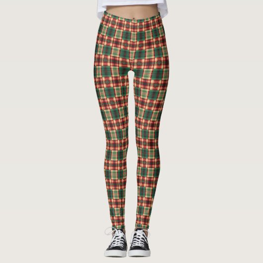 Leggings Plaids de Noël À damiers effet (Devant)