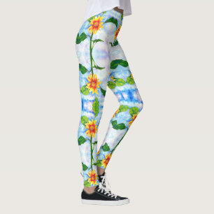 Leggings Plaisir dans le soleil aquarelle tournesol peintur