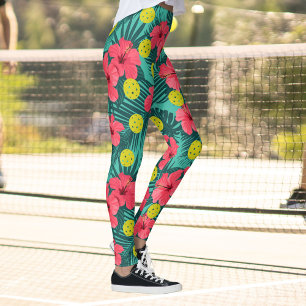 Leggings Plaisir Pickleball Tropical Hibiscus Sports Flower