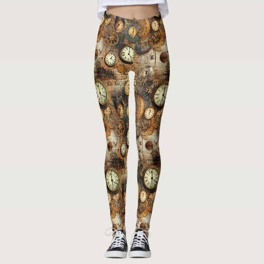 Leggings Plan d'ingénierie Steampunk Brun Laiton (Devant)
