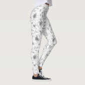 Leggings Plan floral esquissé Motif gris/Wht ID939 (Droite)