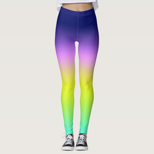 Leggings Planche de couleurs d'été Ombre violet jaune vert  (Devant)