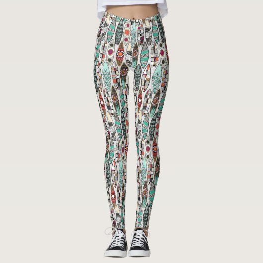 Leggings planches de surf blanc (Devant)