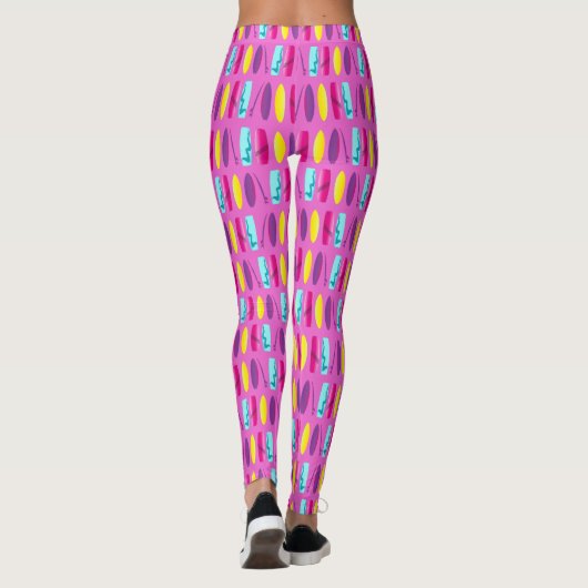 Leggings Planches de surf en rose (Dos)