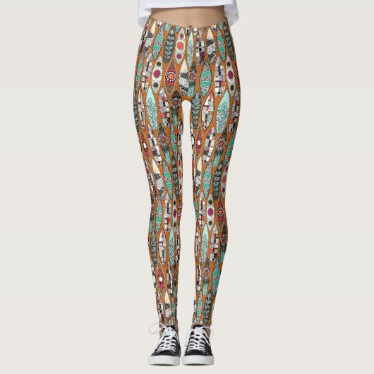 Leggings planches de surf orange (Devant)