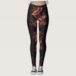 Leggings Planète à Anneaux de Cristal Cosmique Fantastique