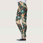 Leggings Planètes de fusée spatiale rétro Orange sarcelle N (Gauche)
