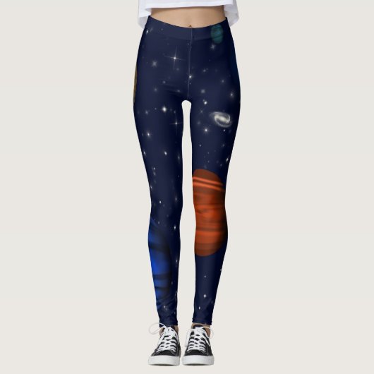 Leggings Planètes et galaxies dans l'espace (Devant)