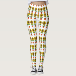 Leggings Plante de tournesol Kawaii dans un pot
