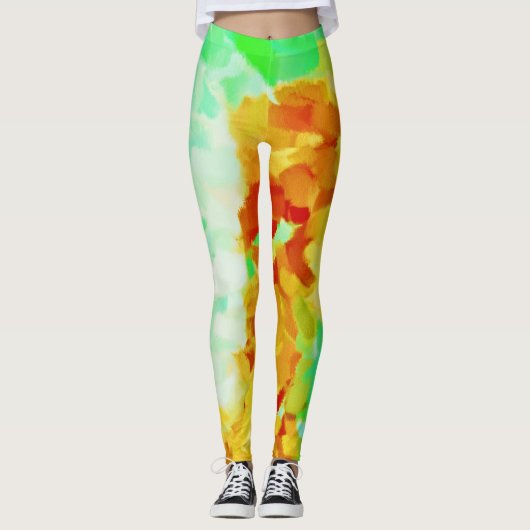 Leggings Plaque de peinture jaune citron (Devant)