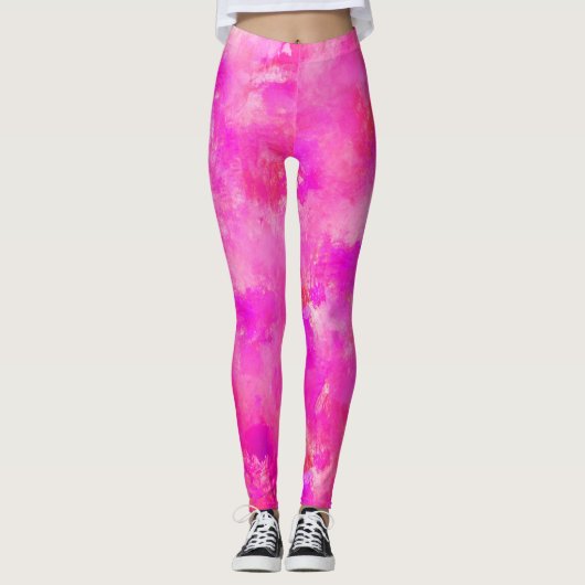 Leggings Plaque de peinture rose chaud (Devant)