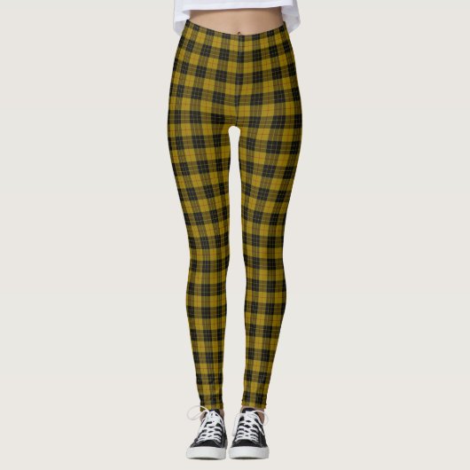 Leggings Plaque noire jaune tartan MacLeod (Devant)