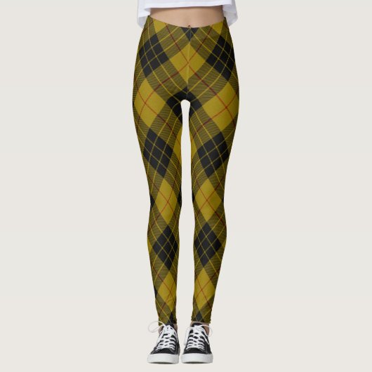 Leggings Plaque noire jaune tartan MacLeod (Devant)
