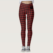 Leggings Plaque noire rouge avec coeur et monogramme (Devant)