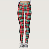 Leggings Plaques de Noël Tartan Black Side Seins (Devant)