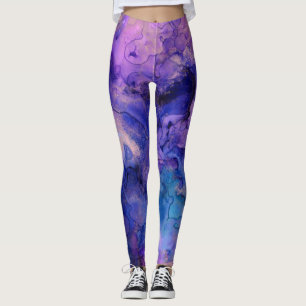 Leggings Plaques d'encre pourpre bohémienne