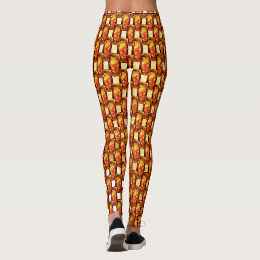 Leggings Plaques marron orange sculpté et taché (Dos)