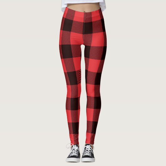 Leggings plaqués rouge et noir tendance (Devant)