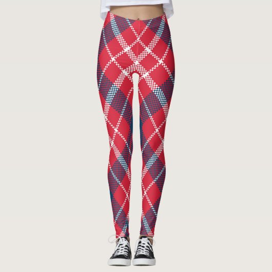 Leggings plaqués Tartan rouge - Pantalon À damiers (Devant)