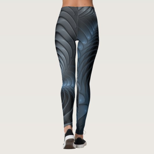 Leggings Plastique bleu gris 3D Fractal Art moderne Abstrai (Dos)