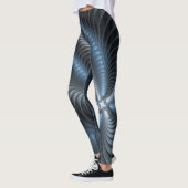 Leggings Plastique bleu gris 3D Fractal Art moderne Abstrai (Gauche)
