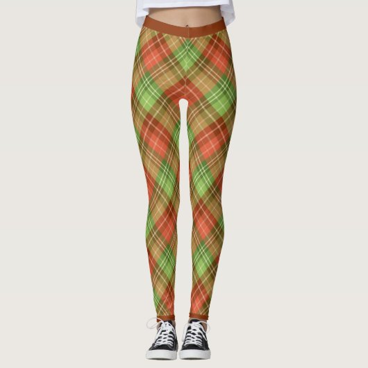 Leggings Plat de Noël rouge et vert (Devant)