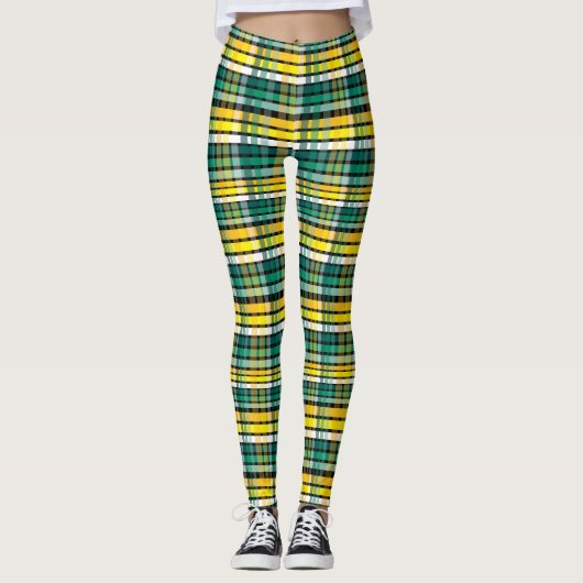Leggings Plat Turquoise Jaune Et Noir (Devant)