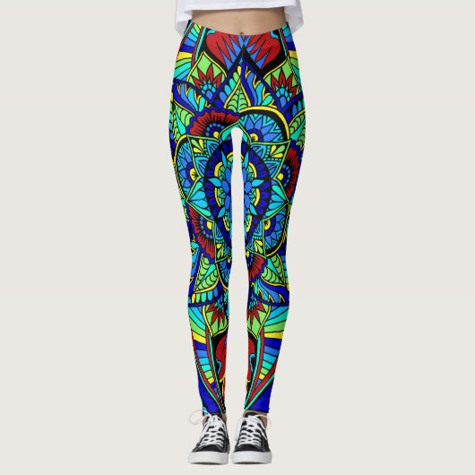 Leggings Pleine conception lumineuse de mandala (Devant)