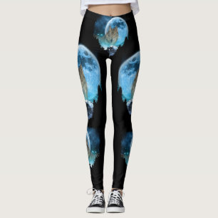Leggings Pleine lune de loup de bois gris
