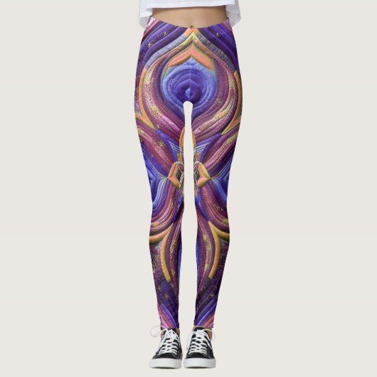 Leggings Plum bleu courbé Conception abstraite (Devant)