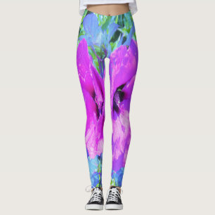 Leggings Plum Ultra Violet Fou Hibiscus Violet Fleurs