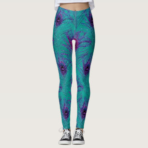 Leggings Plumage turquoise de paon