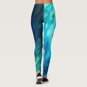 Leggings Plume Abstrait Bleu Vert (Dos)