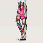 Leggings Plumeria arrière - plan de fleurs exotiques (Gauche)