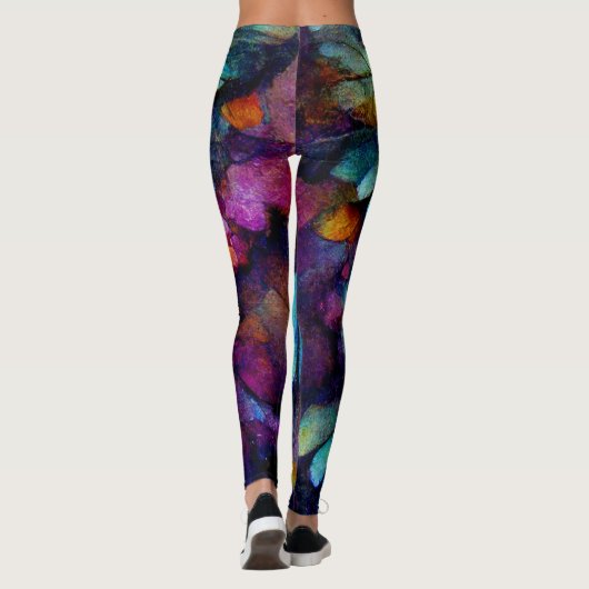 Leggings Plumes Arc-en-ciel fleuri Encre d'alcool (Dos)