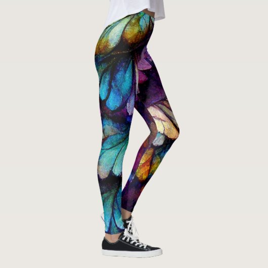 Leggings Plumes Arc-en-ciel fleuri Encre d'alcool (Droite)