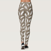 Leggings Plumes blanches Imprimer sur tan taupe (Dos)