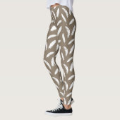 Leggings Plumes blanches Imprimer sur tan taupe (Gauche)