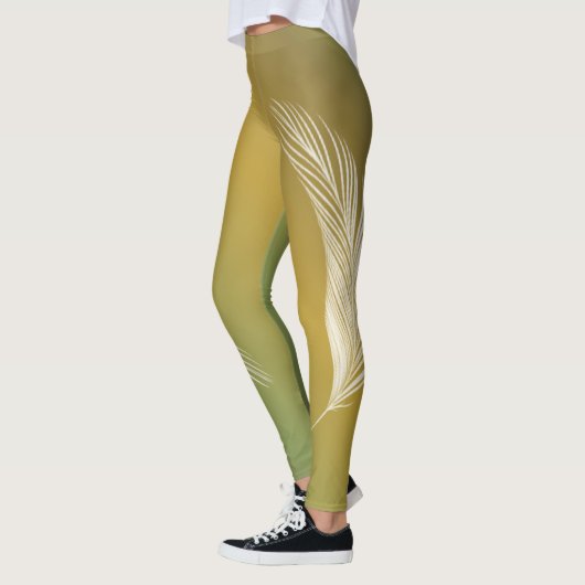 Leggings Plumes blanches sur la Terre Tons Gradient (Gauche)