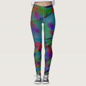 Leggings plumes bleues abstraites (Devant)