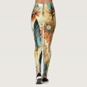 Leggings Plumes bleues de la tribu Aztec Boho (Dos)