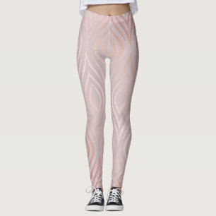 Leggings plumes de paon en or rose, vintage