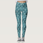 Leggings Plumes de paon glam turquoise brillant (Devant)