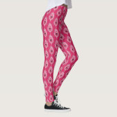 Leggings Plumes de paon, rose pastel sur rose Fuchsia (Droite)