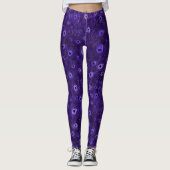 Leggings Plumes de paon violet (Devant)