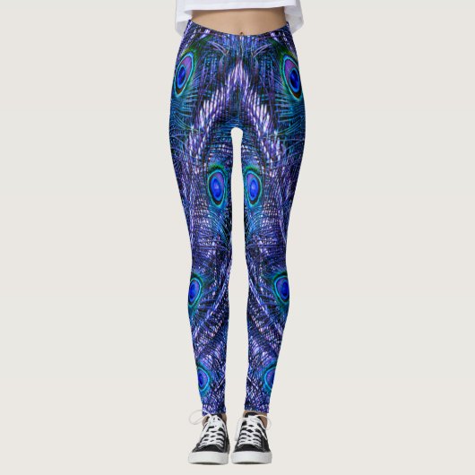 Leggings Plumes de paon violet (Devant)