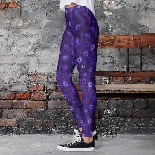 Leggings Plumes de paon violet